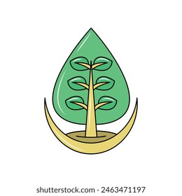 tree logo, trees have benefits for balancing the world. solid color style.