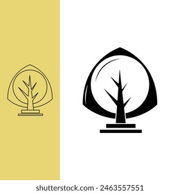 tree logo with unique illustrations, Line art style and silhouette stylish.