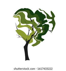 Tree logo. Unusual tree with a crown of wavy lines