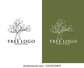 Tree Logo vector, Abstract Tree Line Logo design template
