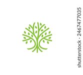 tree logo vector illustration, circle nature tree logo template