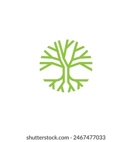 tree logo vector illustration, circle nature tree logo template