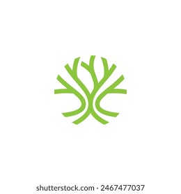 tree logo vector illustration, circle nature tree logo template