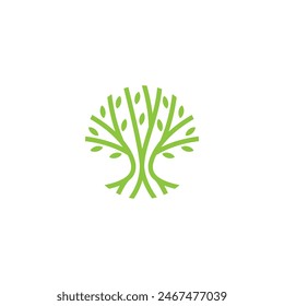 tree logo vector illustration, circle nature tree logo template