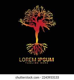 Diseño de iluminación de vectores con logotipo de árbol
