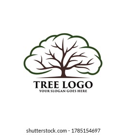 Tree logo vector illustration. Vector silhouette of a tree.