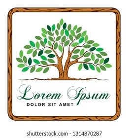 tree logo, vector isolated of tree and roots, logo templates