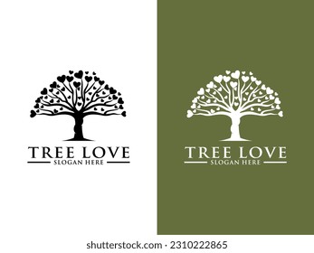 Tree Logo vector, Tree Love Logo design template