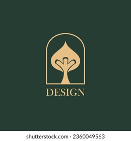 Tree logo vector minimalism design, for holiday rentals, travel services, tropical spa, coffee shop, studio, and beauty studios. Aesthetic vintage classic logo and element. 03