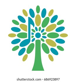 tree logo vector. music logo.