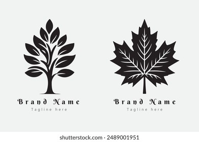 Diseño de silueta de Vector con logotipo de árbol - Este diseño de Arte vectorial presenta una silueta elegante y moderna de un árbol. Perfecto para logotipos ecológicos, proyectos de naturaleza y marcas medioambientales. El 
