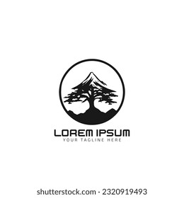 Tree logo vector, silhouette, Forest illustration, Mountains, tree or mountain design, Pine Trees