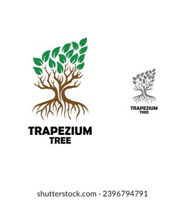 tree logo vector with trapezium shape for your botanical shop brand.