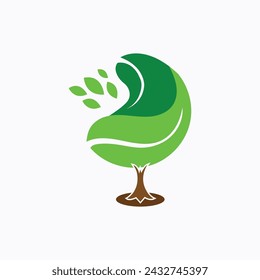 Tree logos collection in flat style