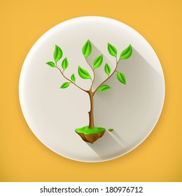 Tree long shadow vector icon