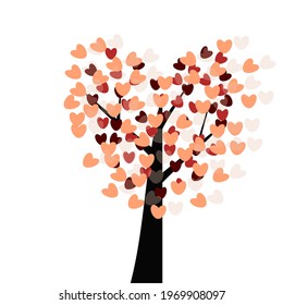 The tree of love with black branches and colorful petals