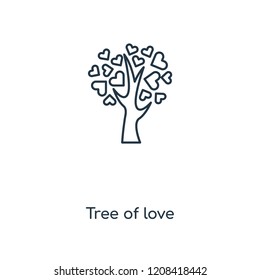 Tree of love concept line icon. Linear Tree of love concept outline symbol design. This simple element illustration can be used for web and mobile UI/UX.