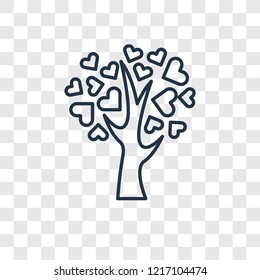 Tree of love concept vector linear icon isolated on transparent background, Tree of love concept transparency concept in outline style