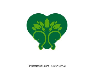 tree and love, environmental care logo Designs Inspiration Isolated on White Background