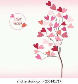 tree of love and hearts branch vector with space for text