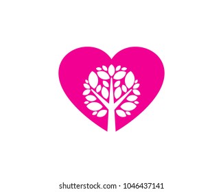 Tree Love Icon Logo Design Element
