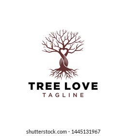 Tree love logo design vector