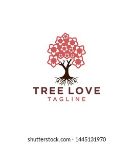 Tree love logo design vector