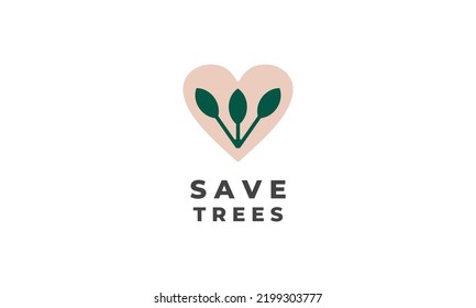 Diseño del logotipo Tree In Love ,Plantilla del vector