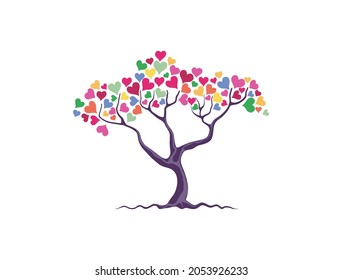 tree of love logo illustrations vector. tree of happiness. colorful designs.