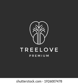 tree and Love logo template  design element  simple shape on black background