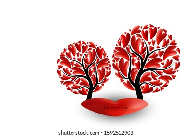 
Tree of love, Valentine's day, vector background. Banner