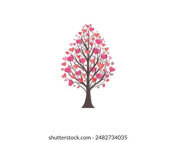 árbol de amor Ilustración vectorial. hermosas hojas de corazón en forma.