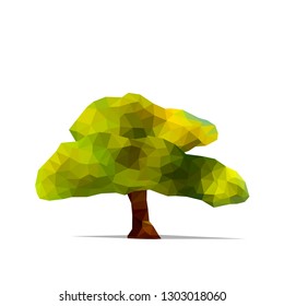 Tree low poly style. Geometric poligonal illustration. Vector design element