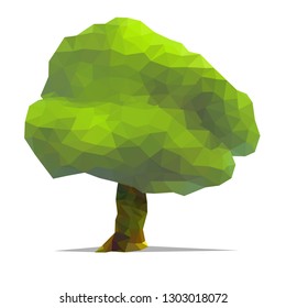Tree low poly style. Geometric poligonal picture. Vector design element.