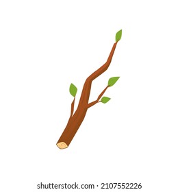 Tree lumber cut branch or twigs cartoon icon, flat vector illustration isolated on white background. Tree branch part. Wood timber industry raw materials.