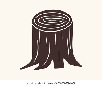 tree lumber wooden trunk stump icon hand drawn doodle silhouette. simple hand drawn stump line icon . Vector illustration