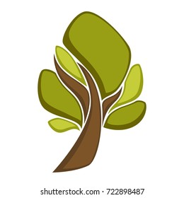 Baum mit üppiger grüner Krone aus Stücken