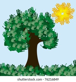 tree made by hand prints