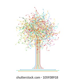 Tree made of colored abstract network