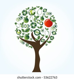 Tree made with ecology signs, vector