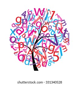 Tree made of letters and numbers