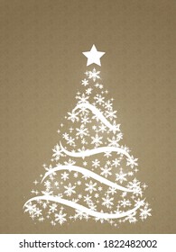 Tree made of snowflakes on a sketch background, vector art illustration.