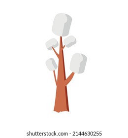 Árbol de malvavisco blanco. Vector de caricatura colorido Ilustración sobre un fondo blanco 