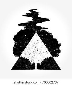 Tree magic tattoo and t-shirt design. Symbols of psychology, symmetry, philosophy, poetry 