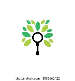 Tree Magnify line vector icon with Flat Design Style
