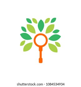 Tree Magnify line vector icon with Flat Design Style