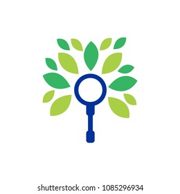 Tree Magnify line vector icon with Flat Design Style