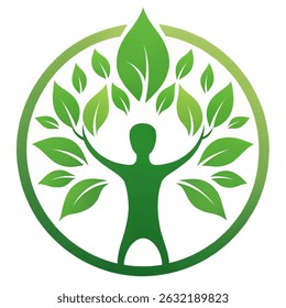 Tree man - eco logo - World Environment day or earth day concept. vector illustration isolated on white background.
