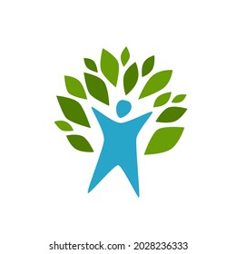 Tree and man. Nature, organic icon. Environment concept vector illustration