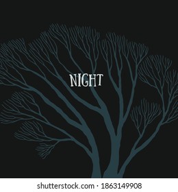 tree, many branches, halloween design vector drawing